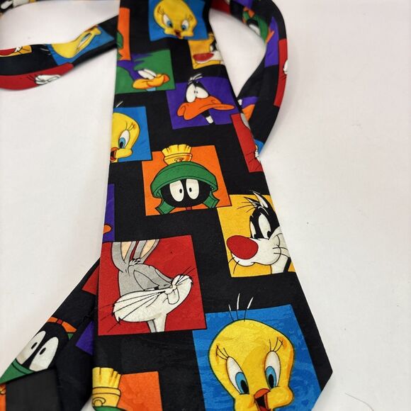 Men’s Vintage Neck Tie Looney Tunes Mania 1993 100% Polyester Korea - Picture 2 of 4